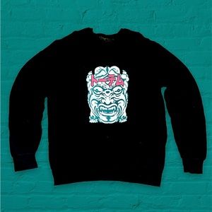 Tiki Head Crewneck Pullover Sweatshirt XL Black